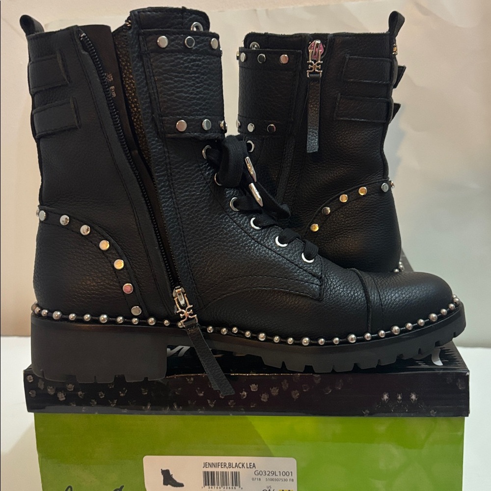 Sam Edelman Black Studded Combat Boots - Picture 2 of 9